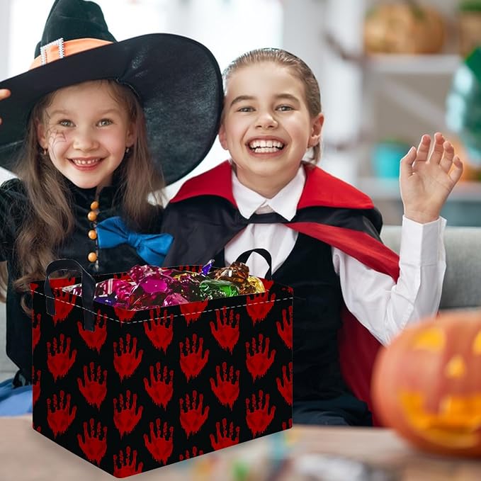 Halloween Ghost thriller basket,Empty Halloween basket,Horror and thriller decor,Trick or Treat Box for Boys and Girls,Horror decor(Handprint) - Image 5