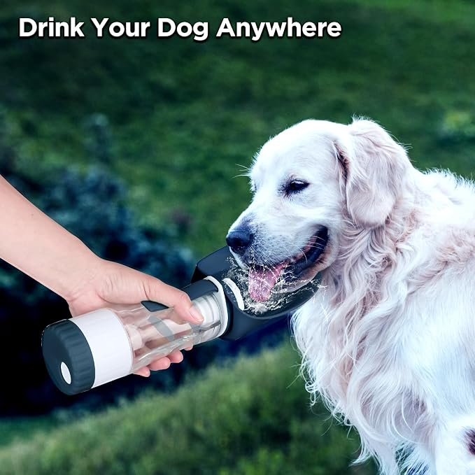 Uppetly Dog Water Bottle, Pet Water Bottle with Food Container and Drinking Feeder, Leak Proof, BPA-Free, Portable Foldable Puppy Water Cup Dispenser for Outdoor Walking, Travel, Small Dark Blue - Image 3