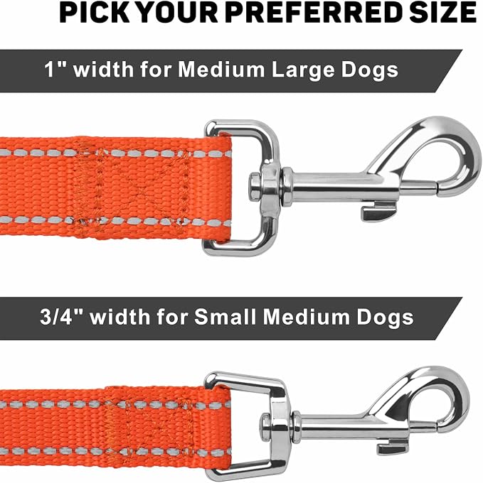 4FT Reflective Dog Leash, Padded Handle for Medium Large Dogs | Comfortable Nylon, Soft Handle Cushioning, Reflective Safety at Night, Training Leash for Park & Hiking (1in, Orange) - Image 3