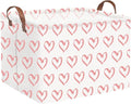 FXOLCSHE Rectangular Valentines Basket,baby Gift Baskets Empty,Pink Gift basket with Handle Organizer,Heart Print easter Baskets,Girl Room Decor(Pink hearts) by FXOCSHE