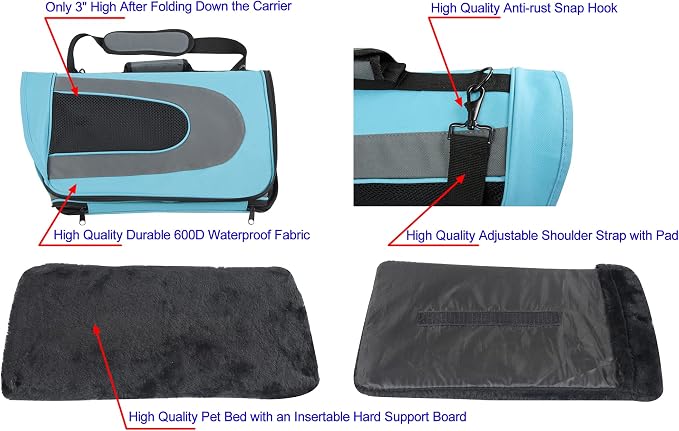 EliteField Deluxe Soft Pet Carrier for Cats and Dogs (3-Year Warranty) | Airline Approved, Waterproof, Plush Bed, Built-In Leash, Adjustable Shoulder Strap, Foldable - Image 5