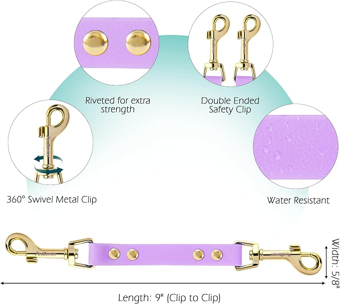 PetBonus Dog Collar Safety Clip, Waterproof Backup Safety Strap | Prong Collar to Harness Connector, Escape Proof, Odor Proof, Easy to Clean, Double Ended Clasp for Training Walking, Purple - Image 2