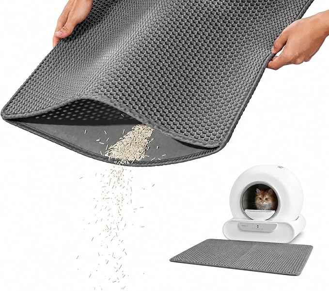 PAW BALLET Cat Litter Mat, Double-Layer Honeycomb Litter Trapping Mat, Waterproof & Non-Slip EVA Cat Litter Box Mat, Extra Large 35.5 × 23.5 Inches by PAWBALLET