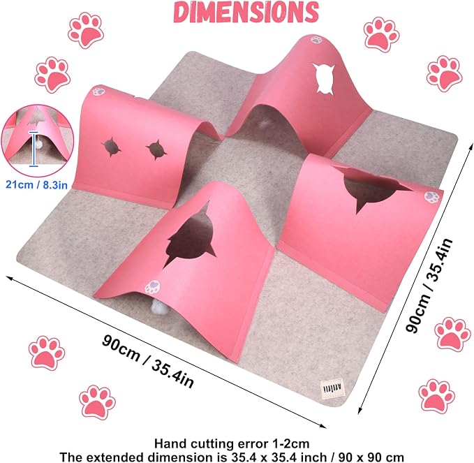 4-Way Cat Tunnels for Indoor Cats, Interactive Toys with Plush Ball | 35.4" Multi-Entrance Cat Play Tunnel with Hideaway Space, Provides Enrichment, Exercise, Exploration & Interactive Play - Image 2