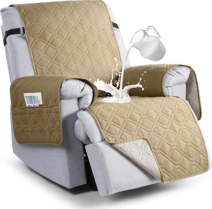 VANSOFY 100% Waterproof Recliner Chair Covers, Recliner Cover Non-Slip Dog Chair Cover Furniture Protector Washable Slipcover with Pocket, Elastic Straps for Pets, Dogs(Sand, 30") | Non-Slip, Slipcover with Pocket, Furniture Protector, Elastic Straps, ... by VANSOFYFURNITURECOVERS