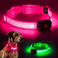 Light Up Dog Collar for Night Walking Flashing, LED Dog Collar Light Rechargeable Reflective Dog Collar Water-Resistant Adjustable Size Dog Collars for Medium Dogs by Kpuplol