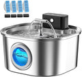 Voluas Stainless Steel Cat Water Fountain, Wireless, 108oz/3.2L, 4Filter | Cordless Design, T-Shaped Dual Water Outlet, Ultra-Quiet Pump, BPA-Free by Voluas