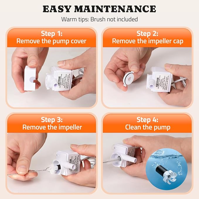 Pawtners Replacement Pump for 10in/6.7in Dog Fountain, Replacement Pump with Water Sensor & Indicator Light, Water Fountain for Cats Inside Ultra Quiet Water Pump,Easy to Disassemble & Clean - Image 4