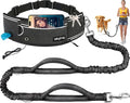 Hands Free Dog Leash, 240LB Heavy Duty Retractable with Fanny Pack | Adjustable Waist Belt, Dog Leash for Walking Running Jogging Hiking Biking Training for Medium,Large 25-120LBS(Not for＜25LBS) by Qltytoy