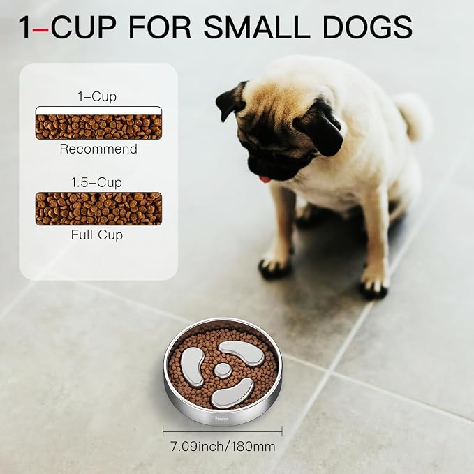 Feedoo Slow Feeder Dog Bowl-1Cup for Small Puppy, Double-Layer 304 Stainless Steel Puzzle Bowl, Anti-Choking for Fast Eaters, Non-Slip Base, Dishwasher Safe [2Pack] - Image 2