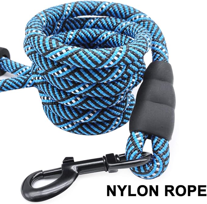 MayPaw Rope Dog Leash 3/6/8/10/12/15/20/30 FT, Heavy Duty Nylon Pet Leash, Soft Padded Handle Thick Lead Leashes for Large Medium Dogs (1/2" * 6', Blue Black) - Image 4