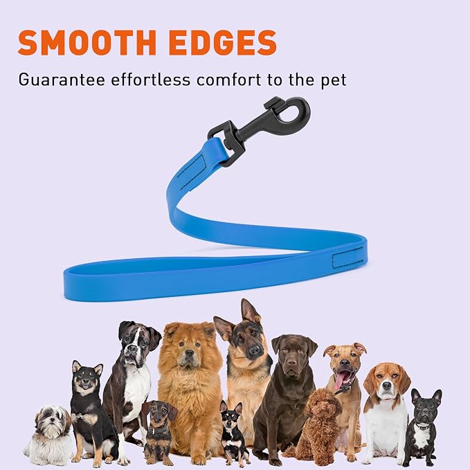 Dogline Biothane Waterproof Dog Leash Strong Coated Nylon Webbing with Black Hardware Odor-Proof Easy to Clean High Performance for Small or Large Dogs Made in USA 2 ft Lead, Cerulean Blue - Image 8