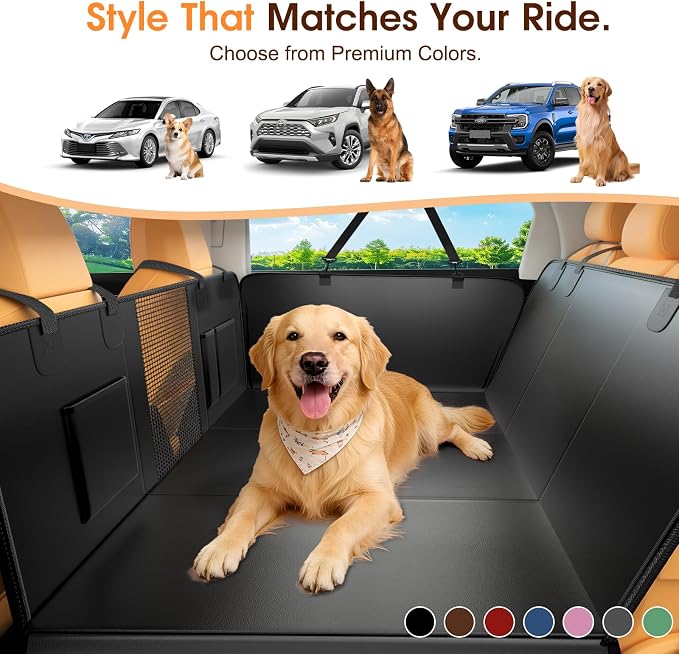 Hard Bottom Dog Car Seat Cover, 52"×65", Waterproof PU Leather | Stable Hard Bottom Support for Comfortable Rides with Large Dogs - Image 7