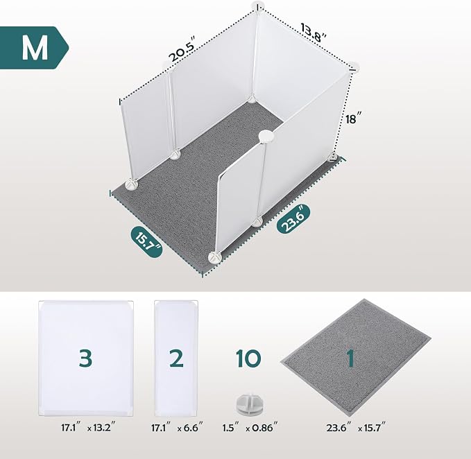 MEEXPAWS Cat Litter Box Enclosure, Splash Guard High Walls with Litter Mat | Small Litter Box Pee Shield, DIY Plastic Sheets Easy Clean, Litter Containment, Privacy Screen, Wall Protector - Image 4