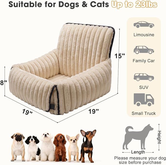 MIXJOY Dog Car Seat for Small/Medium Dogs up to 23 lbs, Multi-Functional Dog Carrier for Car with Detachable Washable Cover, Pet Travel Bed with Clip-On Safety Leash, Brown - Image 5