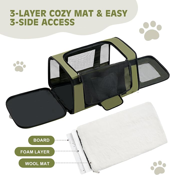 Extra-Large Cat Carrier, Soft-Sided Collapsible Pet Carrier up to 22 lbs | Dog Carrier with Breathable Mesh, Spacious Interior for Big/Medium Cats and Small Dogs, Car Travel Vet Visit - Image 4
