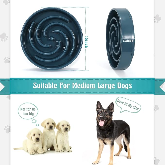 Blue Slow Feeder Maze Puzzle Bowl - Large Dog Non Slip Food Feeding Dishes for Medium Dogs, Interactive, Bloat Stop, Choking Prevention, Healthy - Image 4