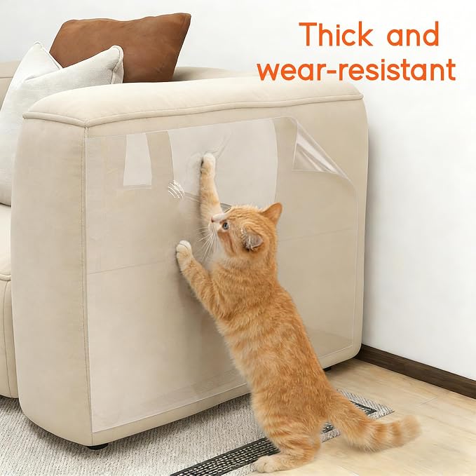 36 Pcs Cat Scratch Furniture Protector with Securing Pins, Extra Thick Transparent Couch Protector from Cat Claws, Strong Hold Anti Scratch Deterrent Sofa Guard - Image 7