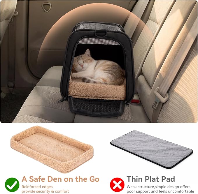 PETSFIT Large Cat Carrier with Patented Safety Buckles,Big Cats Up to 20 lb | Secure Carrier for Safe Driving, Lockable Zippers, Safety Tether, Travel Pet Carrier for Trips & Vet Visits,19 x 12 x 12 - Image 4