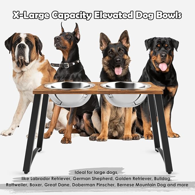 Elevated Dog Bowls for Large Dogs with Slow Feeder & Mat, 101oz Bowls, Tall Raised Dog Bowl Stand - Image 2