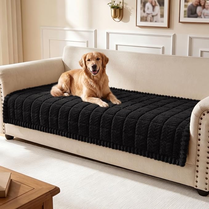 Smiry Couch Cover for Dogs, Non Slip Fuzzy Pet Sofa Covers Washable | Sofa Slipcovers for 3 Cushion Couch, Soft Thick Furniture Protector for Cats Dogs, Against Fur, Dirt, Scratch (35.4"x95") by Smiry