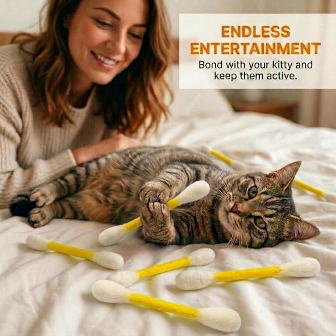 Glaciart One Swabs Cat Toys with Catnip - 6 Pk | Durable for Chew, Cute Cat Toys Interactive Kitty for Boredom, Exercise, & Play | Filled w/Organic Catnip for Anxiety & as Digestive Aid | Gift Idea - Image 5