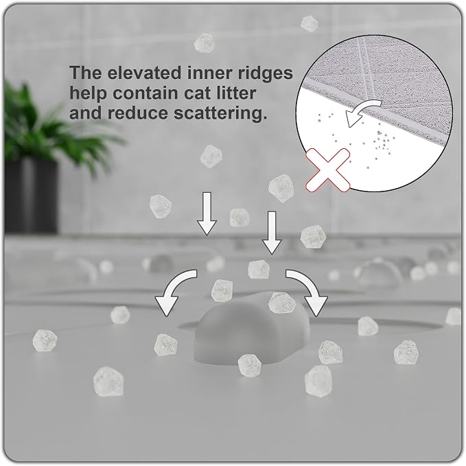 XXL Cat Litter Mat, 37.5x25.2 Semi Transparency, Premium Silicone Rubber, Waterproof & BPA-Free, Traps Litter, Easy to Clean, Keeps Floors Tidy - Image 3