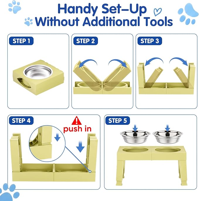 XIAZ Elevated Dog Bowls Large Breed Raised Dogs Bowl Stand Large/Medium Sized Dog Stainless Steel Food Water Bowl Stands 5 Heights Adjustable 9/11/12/15in Pet Feeder Dish Station - Image 9