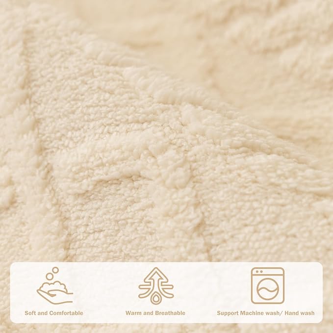 vctops Geometric Jacquard Plush Sofa Couch Covers Farmhouse Neutral Non Slip Sectional Couch Cover Soft Warm Sofa Slipcover for Dogs, Children, Pets Furniture Protector (Cream,43"x63") - Image 4