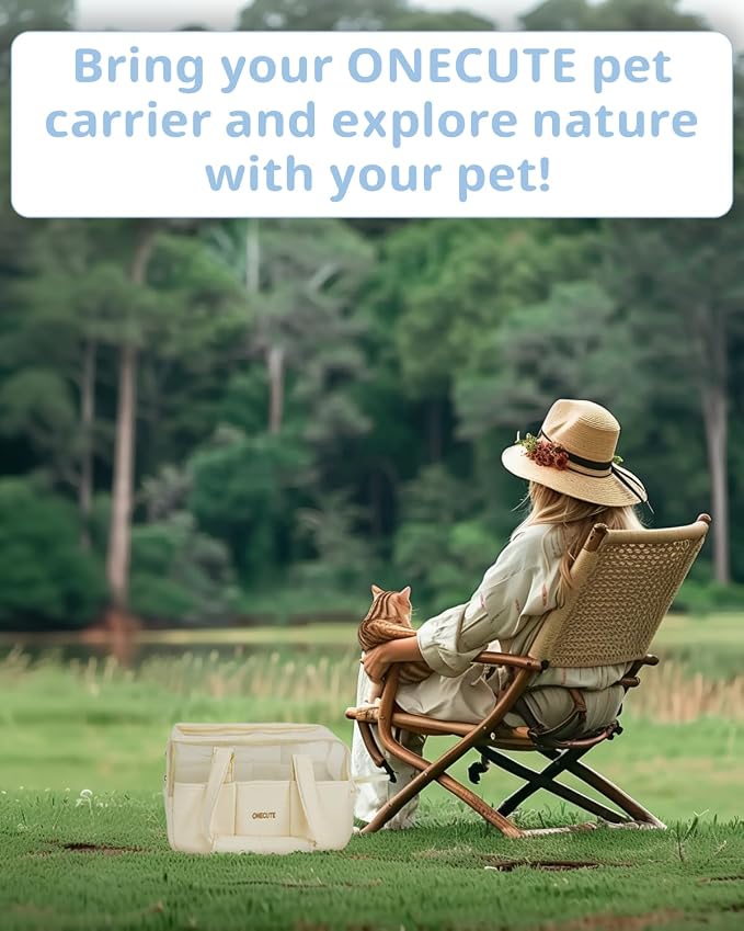 ONECUTE Dog Purse Carrier for Small Dogs Rabbit cat with Large Pockets, Cotton Bag, Dog Carrier Soft Sided, Collapsible Travel Puppy Carrier (Beige Breathable, 17.0" L x 7.5" W x 12.0" H) - Image 7