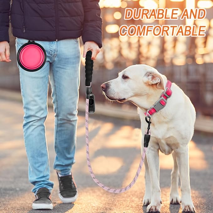 BARKBAY Dog Leashes for Large Dogs Heavy Duty Dog Leash 4/5/6 FT with Comfortable Padded Handle and Highly Reflective Threads for Medium Large Dogs Walking Training Running (4FT-1/2,Baby Pink) - Image 8