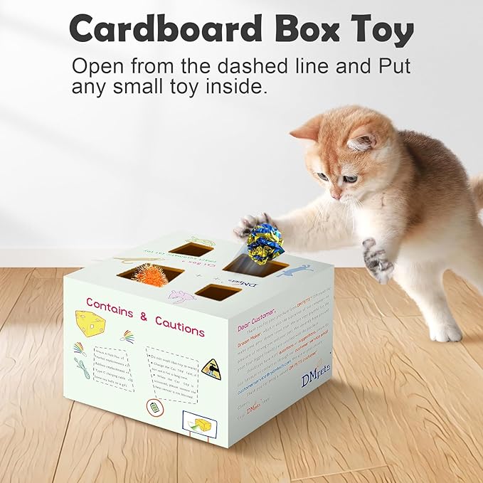 Migipaws MigiBox Cat Toy with PopSkin, Interactive Kitten Toy for Indoor Cats, Automatic Pop Out Feathers from 12 Holes Randomly, Pounce Mystery Under Cover to Stimulate Bored Furry, Rechargable - Image 4