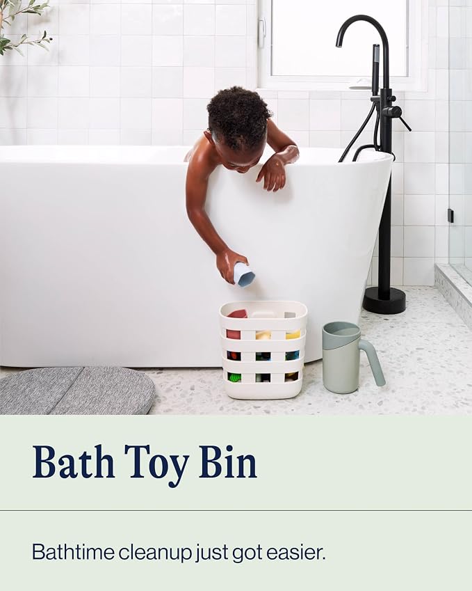 Lalo Bath Time Storage Bin, Removable Drying Bin for Bathtub | Bathtub Storage to Keep Items Organized and Dry, Secure Wall Attachment for Shower or Bath, Non-Toxic Plastic, Sage - Image 2