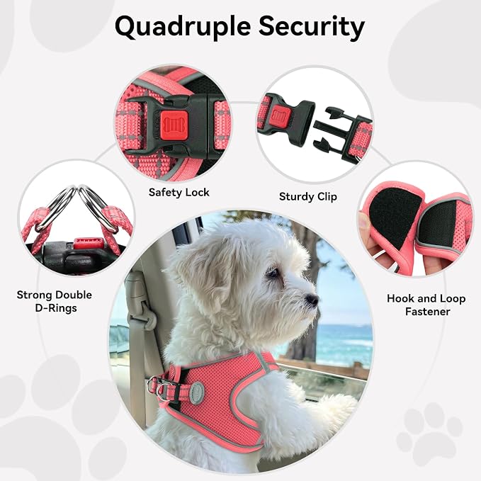 Joytale Step-in Dog Harness, Soft Breathable Mesh, Pink XL | Adjustable Fit for Small Dogs, Easy Step-in with Secure Fastener, Even Chest Pressure, Reflective For Night Safety, Washable - Image 6