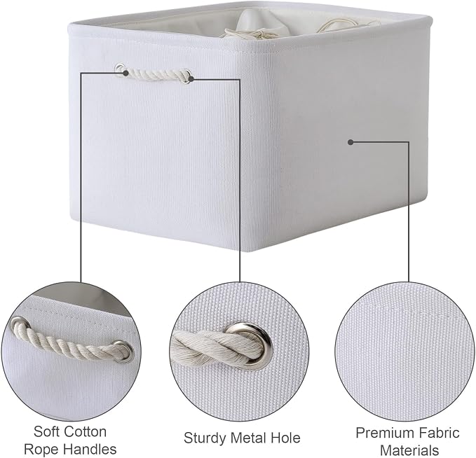 TheWarmHome Organization and Storage Basket for Shelves - Extra Jumbo 3 Pack 20.5x15.8x13.8 inch Cube Storage Bins for Toy Closet Box Home Organizer Gift (White) - Image 6