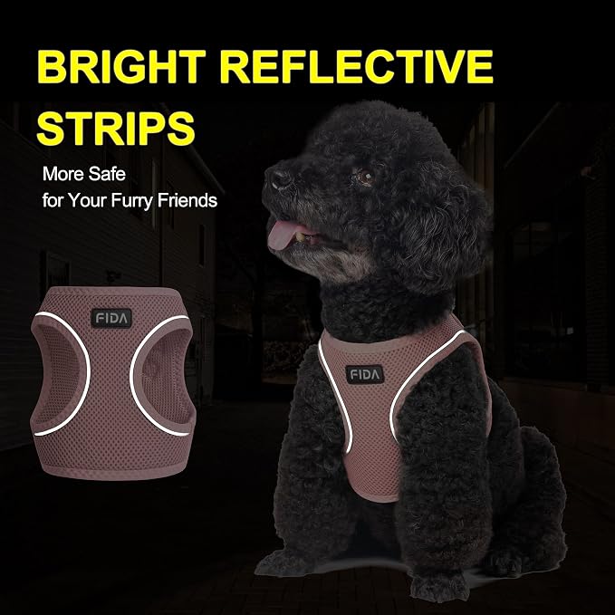 Fida Comfy Dog Harness with Leash, Soft Puppy Vest Escape Proof, Breathable Lightweight Soft Mesh, Adjustable Reflective Step-in Harness for Small Dogs Walking (S, Pink) - Image 4