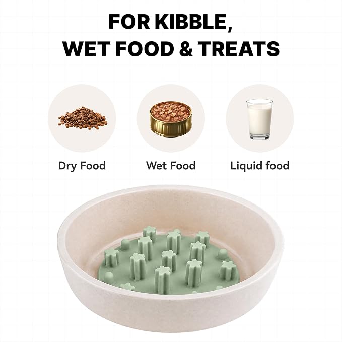 Slow Feeder Insert for Cat Dog Bowls, Anti-Choking Silicone with Strong Suction Cups, Fits Most Cat Bowls, Ideal for Puppy Small Medium Breeds (Green) - Image 6
