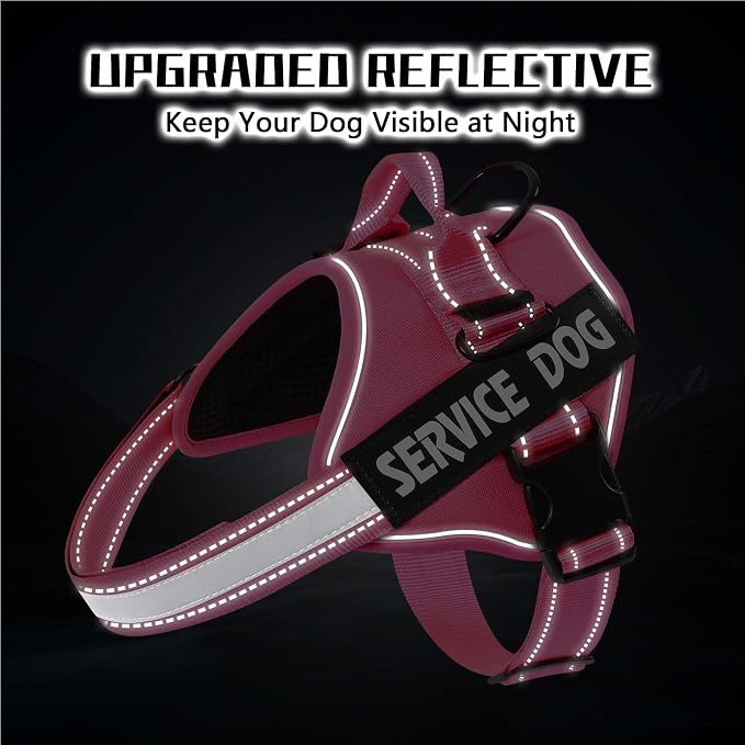MUMUPET Service Dog Harness, No Pull & Reflective Pet Vest, Hot Pink, S | Easy Control Handle, Soft & Breathable Padding, Adjustable Fit for Small to Large Dogs, 2 Removable Patches - Image 5