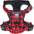 PoyPet Plaid Dog Harness Medium, No Pull Vest with Front Clip & Neck Buckle | Padded Handle, Reflective, No Choke, Lockable, 2 Leash Rings, Full Adjustable, for Training Walking, M, Checkered Red by PoyPet