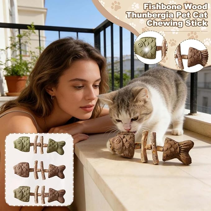 2026 New Creative Fish Bone Cat Dental Chew Toy, Natural Fishbone Catnip & Silvervine Chew Toy, Interactive Kitten Chew Playthings for Cats Teeth Cleaning (Mixed Flavors, 3Pcs) - Image 7