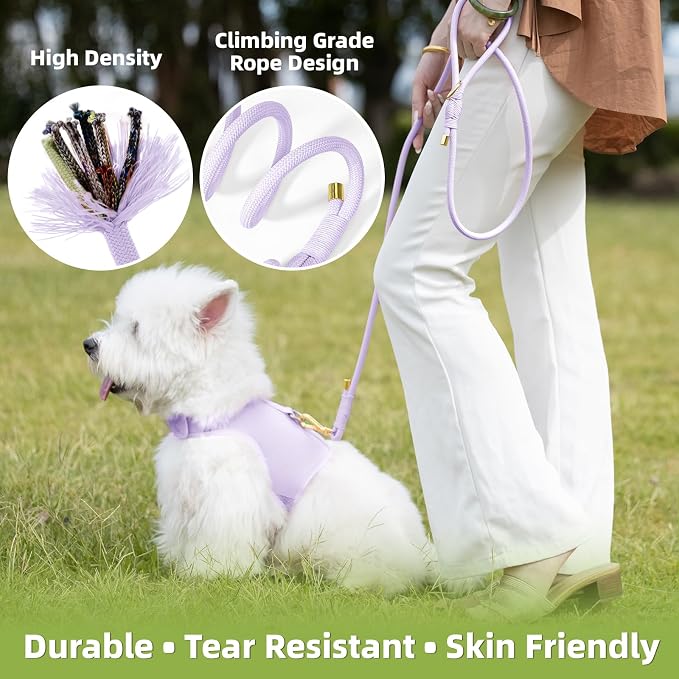 5FT Dog Leash 5/16 inch Puppy Cat Rope Lead | Light Purple, with Anti-tangle Swivel Clip, Comfortable Non-slip Grip Handle, Ideal for Daily Walks, for Small Medium Dogs - Image 4