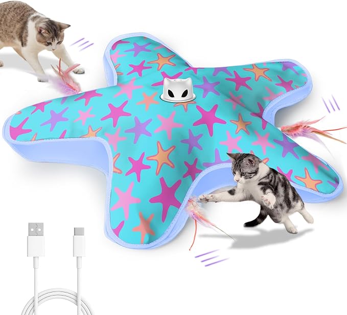 Interactive Cat Toys for Indoor Cats with Moving Concealed Feathers | Rechargeable Automatic Cat Toy, 3-Mode Touch Activated Kitten Toys, Hide and Seek Toy for Indoor Bored Adult Cats & Kittens by Unknown