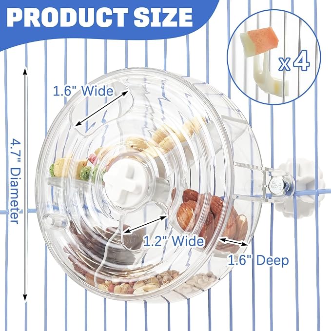 BNOSDM Bird Foraging Toy Creative Feeder Systems with Seed Food Rotating Wheel for Enrichment & Training Parrot Puzzle Toys Ideal for Small and Medium Cockatiel Parakeet ConureWhite - Image 3