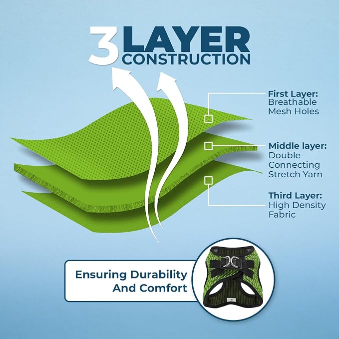 Voyager Step-in Air Dog Vest Harness - Lime Green 2-Tone, X-Small | 13 - 14.5" in Chest, Reflective Bands, All Weather Breathable Air Mesh, Cats Compatible, Lightweight, Fast Drying - Image 5