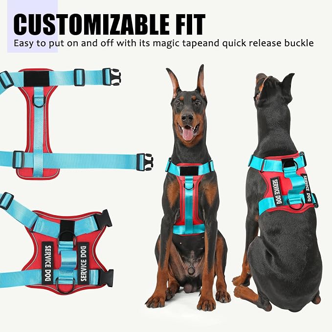 Service Dog Harness, Reflective Dog Vest Harness with 5 PCS Patches, Adjustable Soft Oxford Pet Harness, Inner Layer Mesh, Easy to Control for Small Medium Large Dogs - Image 5