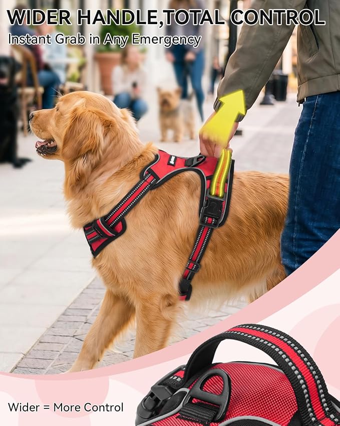 Joytale No Pull Dog Harness & Seat Belt, Easy On 3-Buckle, S, Red | Front Clip Reduces Pulling, Escape-Resistant Design, Adjustable Fit, Soft Padding for Comfort, Secure Tether for Safer Travel - Image 5