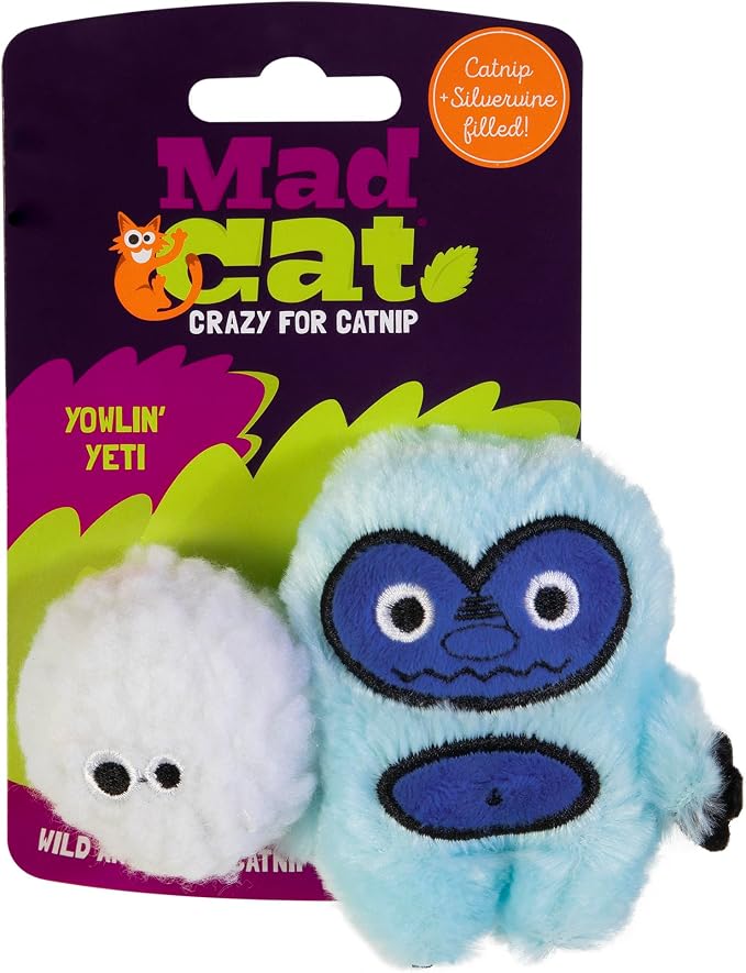 Mad Cat Yowlin Yeti Mythical Catnip and Silvervine Plush Cat Toys, 2 Pack | Legendary creature pair that sparks batting, kicking and cuddly play sessions for felines during active time at home daily by Unknown