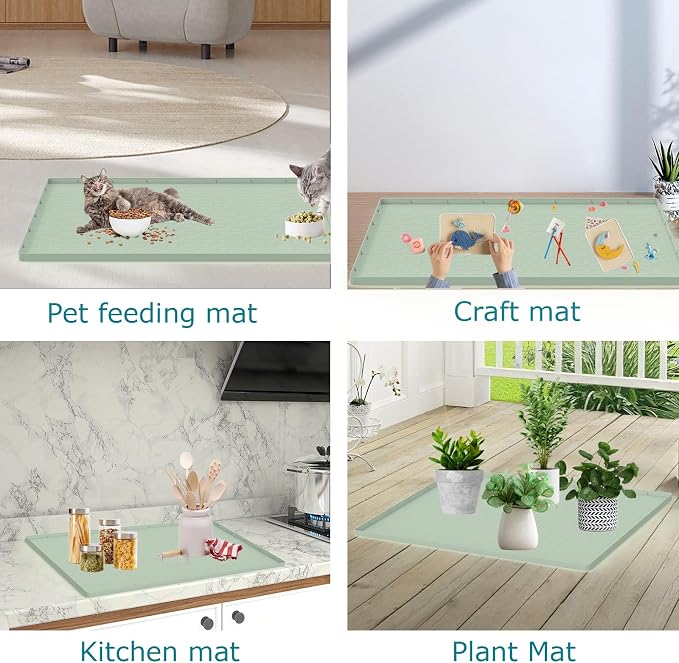 Cat Litter Mat, Silicone Large Cat Mat for Litter Box - 40x28 in, Waterproof & Non-Slip, Durable & Easy Clean, Green - Image 7