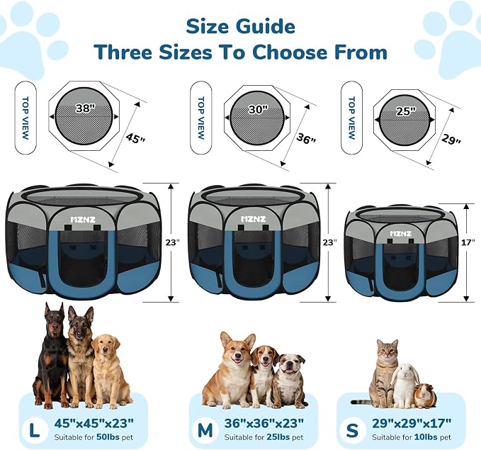 Dog Cat Small Animal Puppy Playpen Crate, Small, Grey Blue | Portable Pop Up Pet Cage Enclosure Tent Kennel Indoor Outdoor with Carrying Case, No Assembly, Camping Use - Image 2