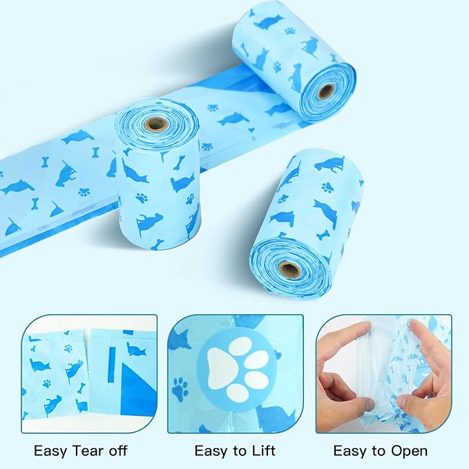 Joyeux 240 Count Ocean Scent Dog Poop Bags Rolls,with Dispenser,Leak-Proof Large Doggie,Extra Thick Poop Bag for Dogs,Cats Litter Bags,Blue Trash Bags for Doggy Pets Bolsa de Popo de Perro (Pack of 2) - Image 4